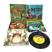 Walt Disney 33 1/3 RPM Record &amp; Book Lot - Heidi, Frosty, Bambi, Pinocch... - £18.34 GBP