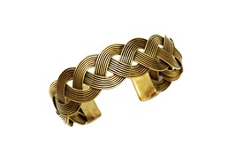Gold Statement Braided Bracelet, Brass Boho Cuff Bangle for Gift - $22.00