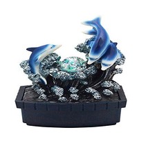 Dolphins scene Polyresin Indoor Tabletop Fountain 11.5&quot; Multicolor FT-1223/1L - £41.19 GBP