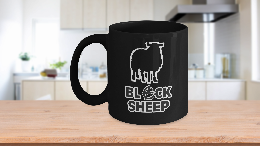 Black Sheep Mug Anarchy Black Coffee Cup Funny Gift for Family Outcast Stand Out