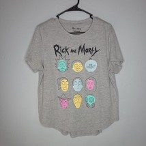 Rick and Morty Womens Shirt XL Graphic Tee Gray Colorful Stretch Retro - £8.42 GBP