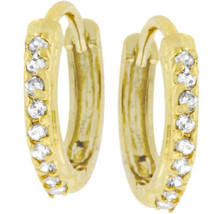 Precious Stars 18k Yellow Goldplated 13mm Cubic Zirconia Hoop Earrings - £19.54 GBP