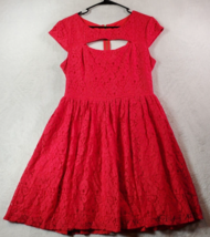 City Studio Dress Juniors Size 11 Red Lace Cotton Sleeveless Round Neck Back Zip - £11.56 GBP