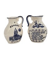 Vintage Kansas Ceramic Salt &amp; Pepper Shakers Left Handed Southpaw - $21.46