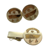 Vintage Tie Bar Clip and Cuff Link Set Tennessee State Souvenir Music St... - £12.96 GBP