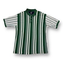Vintage 90s Dockers Levi’s Green Vertical Stripe Short Sleeve Polo Shirt Size XL - £15.63 GBP