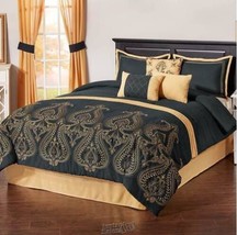 Serenade 7-Piece Comforter Set Full Black Gold - $94.99