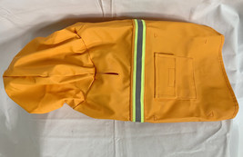 Dog Rain Jacket Medium Orange Reflective Strip Pocket Hooded  - £19.34 GBP