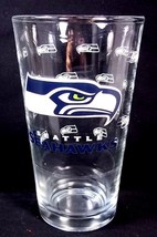 Seattle Seahawks logo pint glass etched white all over decals - $9.26