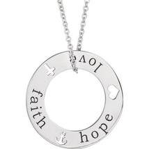 Authenticity Guarantee 
14k White Gold Faith, Hope and Love Pierced Disc Neck... - £454.74 GBP