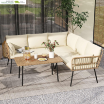 Furniture Set, 4 Pieces Outdoor Patio Conversation Set, All-Weather PE R... - $472.54