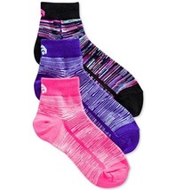 allbrand365 designer Womens Printed 3 Pack Crew Socks,White/Black/Pink,O... - £12.27 GBP