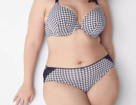 Lane Bryant CACIQUE Cotton HIPSTER Panty Lace NAVY BLUE Gingham Plus 26/... - $15.03