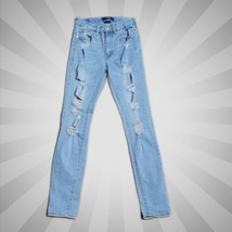 Aero Distressed Skinny Denim Blue Jeans ~ Sz 4 ~ High Rise Curvy ~ 28&quot; I... - £17.69 GBP