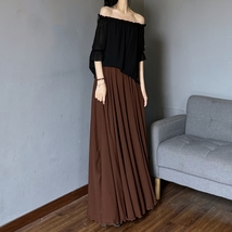 Brown Full Length Chiffon Skirt Outfit Summer Beach Long Chiffon Skirt Plus Size image 2