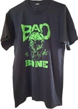Graphic Black Background W/Green Skull+Words Bad To The Bone Boys Lg T-Shirt  - £11.21 GBP