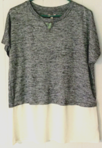 Juicy Couture blouse size L women short sleeve gray, rhinestones neckline - $9.85