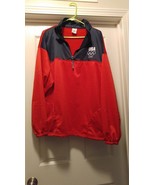 LONDON OLYMPICS COMMITTEE 1/4 ZIP FLEECE LINED RED LIGHT-WEIGHT JACKET U... - $15.96