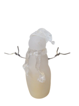 Clear Frosted Glass Holiday Snowman 8&quot;T Christmas Decor New In Open Box - $19.79