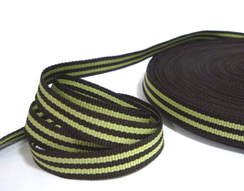 7/16&quot; near 1/2&quot; 11mm Brown Lime Green Stripes Grosgrain Ribbon Poly Tape... - £5.58 GBP+