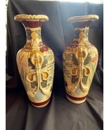Antigüedad Conjunto De 2 Floreros Samurai Satsuma Objetos Moriage Mano P... - £188.75 GBP