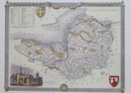 Somersetshire (Map) -  Framed  Picture - 12&quot; x 16&quot; - £40.76 GBP