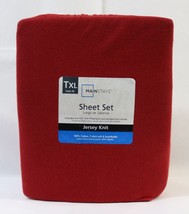 New Mainstays Red Twin XL Jersey Knit Bedding Sheet Set - £14.11 GBP