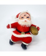 Vintage Santa Ornament Carrying football Felt 4&quot; Tall Flocked - £6.12 GBP