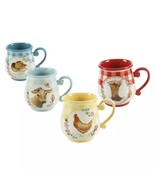 Four (4) Pioneer Woman ~ Novelty ~ Decorated ~ Gingham ~ 16 Oz Cup Mug Set - £29.41 GBP