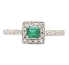 Authenticity Guarantee

10k White Gold Genuine Natural Emerald Ring with... - $543.51