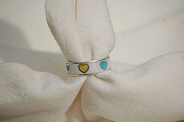 Sterling Silver Band Ring w Multi-Color Hearts Size 6-1/2 Friendship Ring - £10.11 GBP