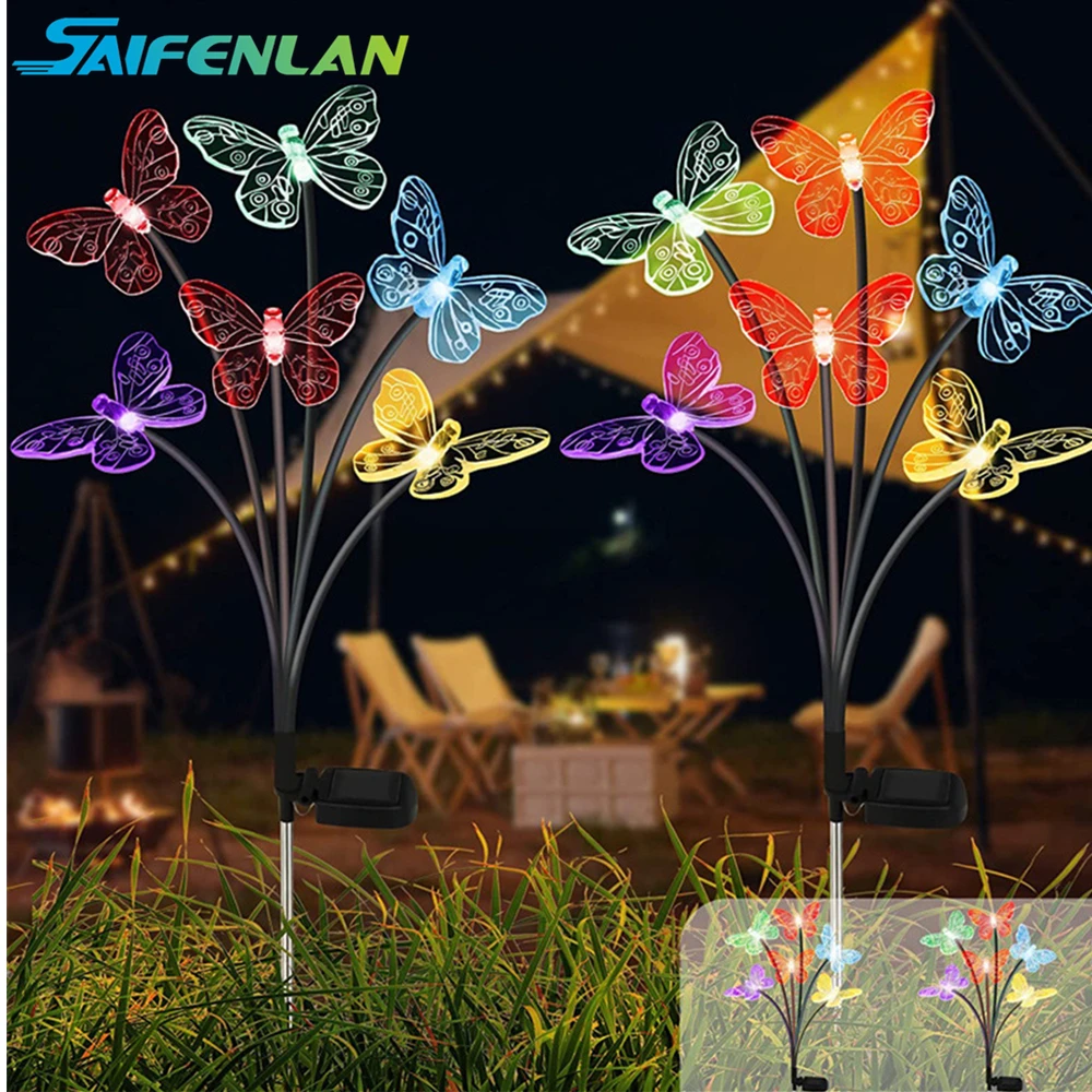  Solar Garden Light Outdoor Solar Stake Light Colors Changing LED Sway Firefly L - £154.29 GBP