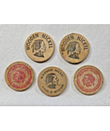 Vintage Indian Head Wooden Nickel Lot Gilstrap Patrick&#39;s Malarkey&#39;s Doug... - $17.95
