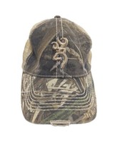 Browning Camo Trucker Cap Snapback Hat Distressed Mesh - $19.68