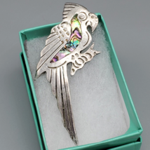 Abalone Parrot Cockatoo Bird Vintage Pin Brooch Sterling Silver 925 Mexico - £48.06 GBP