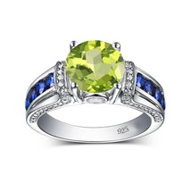 Gemstone Jewelry 925 Sterling Silver Peridot Rings Brand Fine Birthstone Elegant - £41.35 GBP