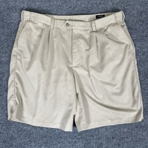 Izod Shorts Mens 40 Tan Beige Golf Pleated Chino Bottoms Polyester Adult - $13.17