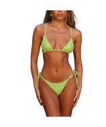 Women&#39;s Floral Triangle Bikini Set, Side-Tie Bottom, Micro Swimwear for ... - $41.20 CAD