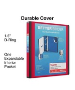 Staples 1.5&quot; 3-Ring Better Binder Red (18369) 807711 - £15.20 GBP