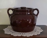 Vintage Ceramic Bean Pot ~ Side Handles ~ Lid ~  Brown Glazed ~ USA ~ 7&quot;... - $59.84