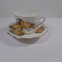 Vintage English Bone China Tea Cup &amp; Saucer Yellow Roses - £23.16 GBP