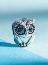 2019 Autumn Release 925 Sterling Silver Sparkling Owl Charm With CZ Charm  - £13.55 GBP