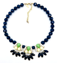New York And Company Blue Green Floral Statement Necklace - £15.92 GBP