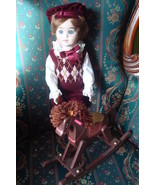 Jesse Gorham all ceramic doll with rocking horse,17&quot; , NIB Ltd Ed of 1,0... - $289.34 CAD
