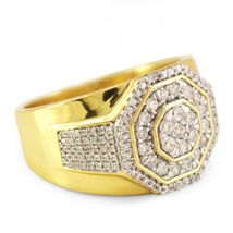 Mens 14K Yellow Gold Finish Round Cut Diamond Engagement Wedding Pinky Band Ring - £108.50 GBP