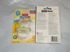 Playtex Binky set of 2 One-Piece Silicone Pacifiers Pink n White 0-6m+ - $12.99