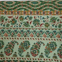 Vintage Green Paisley Floral Design Fabric  Cottagecore 42&quot; X 40&quot; - $17.81