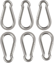 6 Pack of 2 1/4 Inches Stainless Steel Safety Spring Snap Hook Carabiner, Multi- - £9.25 GBP