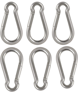 6 Pack of 2 1/4 Inches Stainless Steel Safety Spring Snap Hook Carabiner... - £9.32 GBP