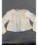 American Eagle Womens Boho Baby Doll Top Blouse Size Medium Cream Lace D... - $21.76 CAD